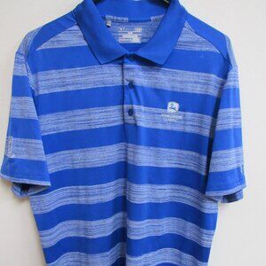 Under Armour Heatgear PGA John Deere Classic Golf Blue Striped Polo Shirt Large